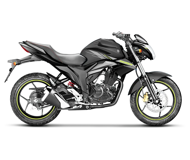 Suzuki Gixxer Monotone, front three quarter view, BLACK GREEN