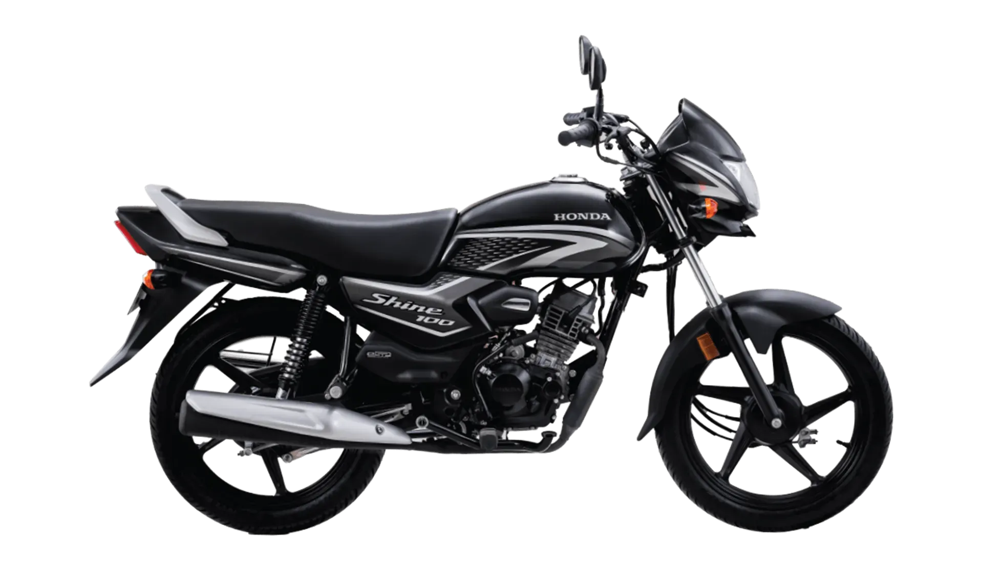Honda Shine 100, front three quarter view, Grey