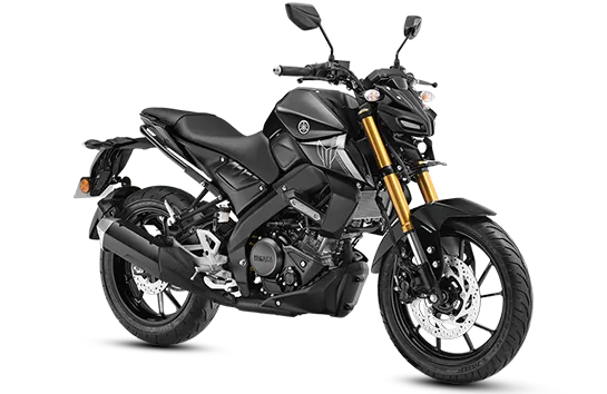 Yamaha MT-15 V2, front three quarter view, Metallic Black