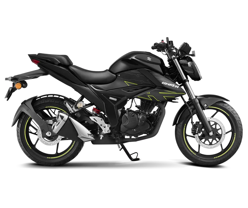 Suzuki Gixxer, front three quarter view, BLACK