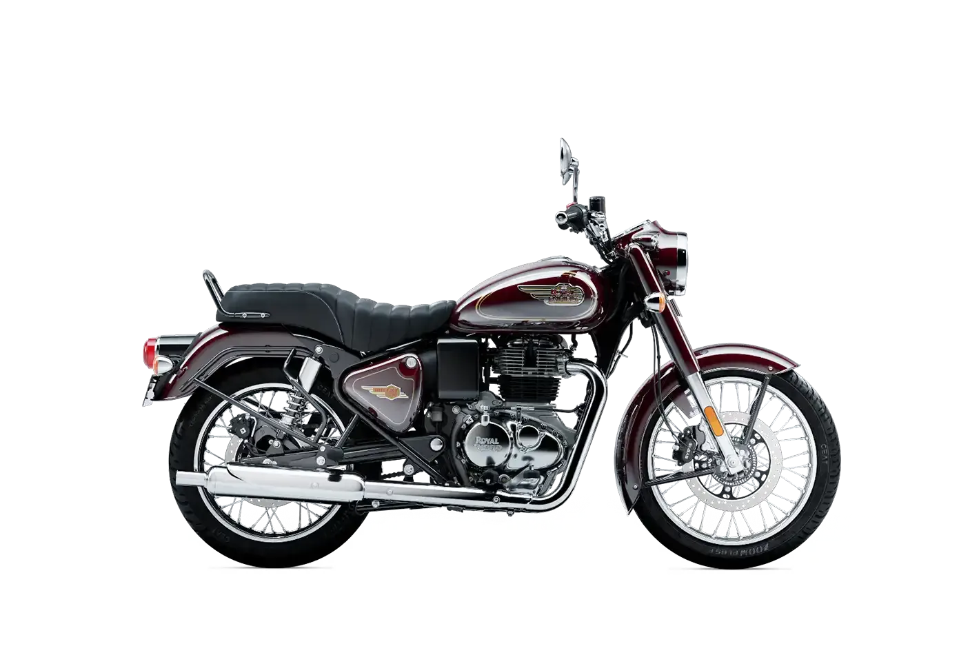 Royal Enfield Bullet 350, front three quarter view, Standard Maroon