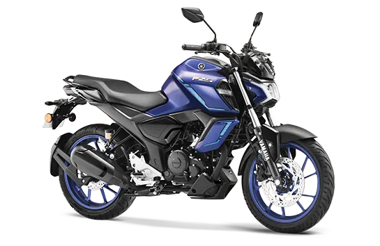 Yamaha FZS FI Hybrid, front three quarter view, Racing Blue