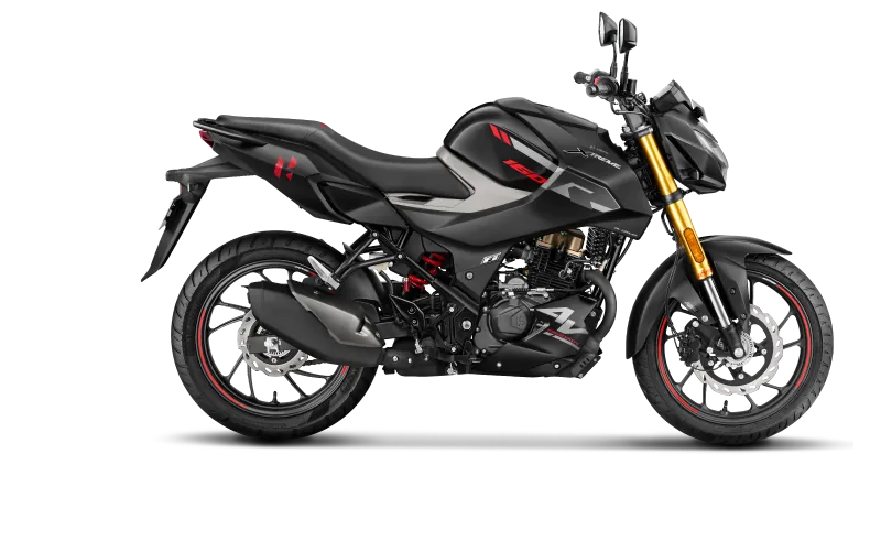 Hero Xtreme 160R 4V, front three quarter view, Matte Slate Black