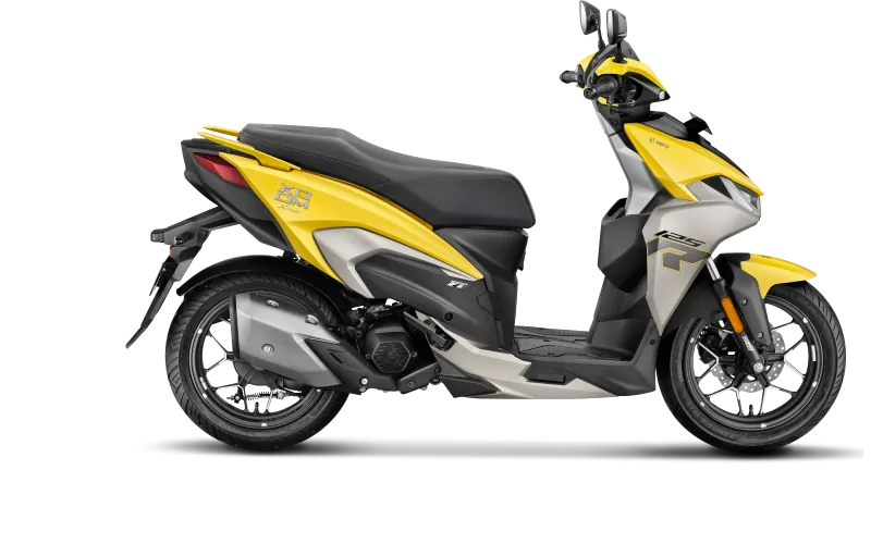Hero Xoom 125R FI, front three quarter view, Matt Giallo Lime