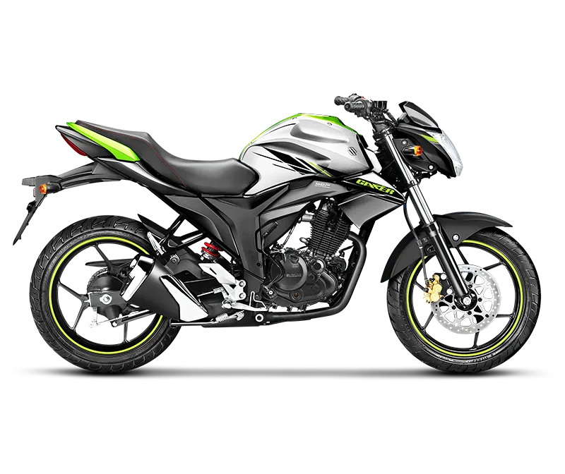 Suzuki Gixxer Monotone, front three quarter view, GREY GREEN