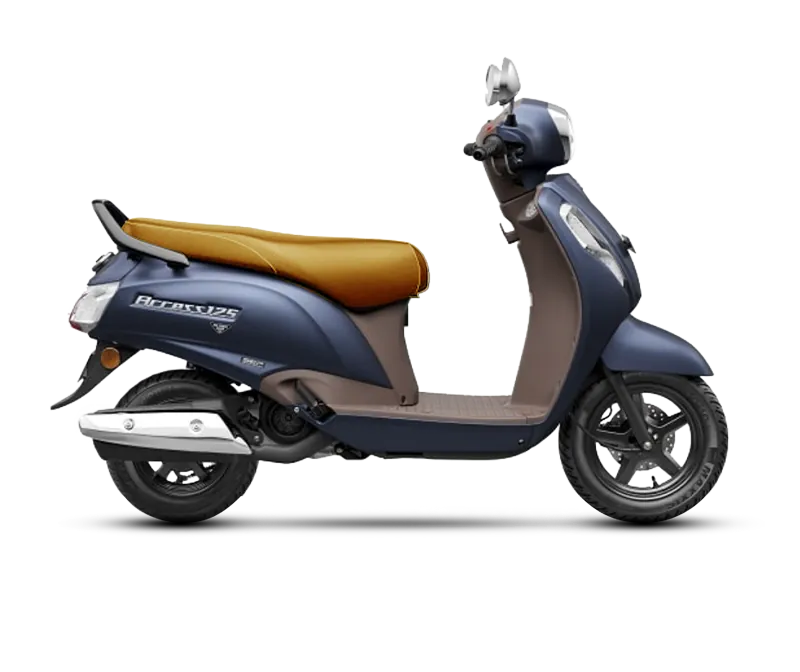 Suzuki Access 125, front three quarter view, MATT BLUE